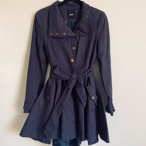 Deep Purple Belted Flare Trench Coat LIKENEW